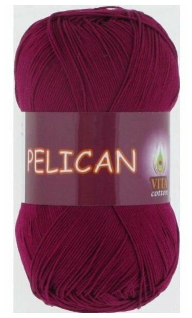 Пряжа Vita Pelican (Пеликан) 3955 винный 100% хлопок двойной мерсеризации 50г 330м 1 шт