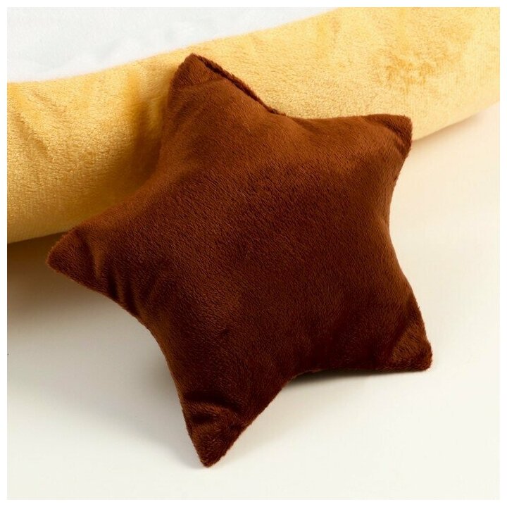 Пижон Лежанка мягкая прямоугольная со съемной подушкой + игрушка звезда, 54 х 42 х 11 см, персик - фотография № 4
