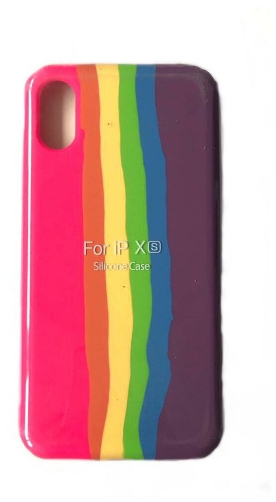 Силиконовый чехол для iPhone X/XS (розовый/оранжевый/желтый/зеленый/синий/фиолетовый)