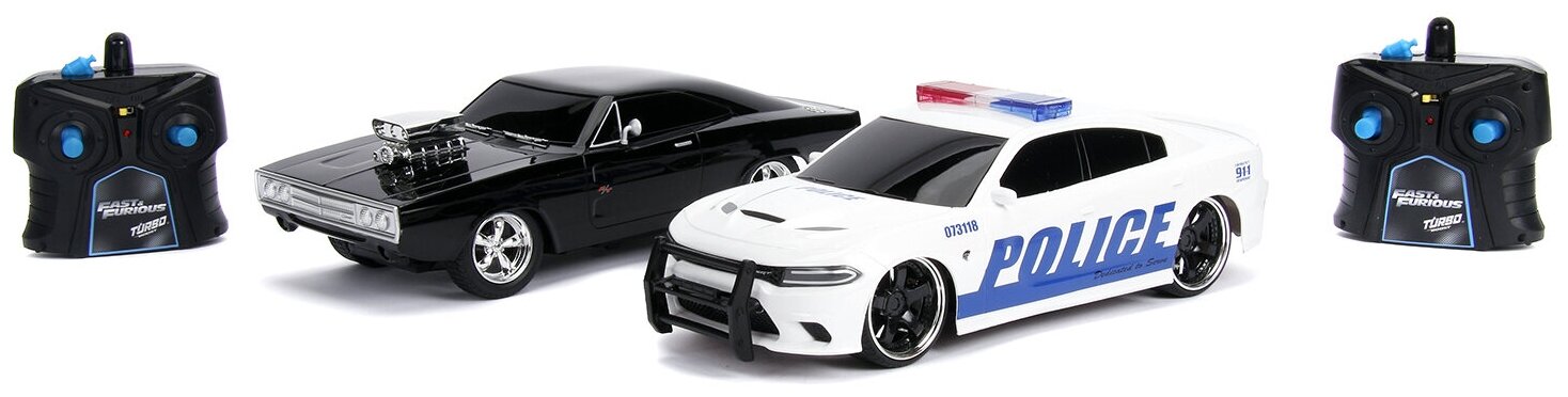 Набор Jada Toys Р/У Машинки Fast & Furious 1:16 Twin Pack RC 30726 2015 Dodge Charger 97584 1970 Dodge Charger (Street) 30725