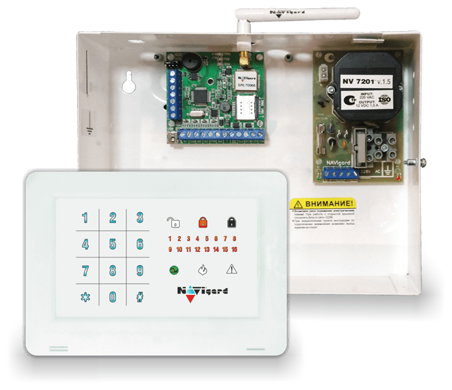 Комплект GSM сигнализация с сенсорной клавиатурой/прибор приемно-контрольный NAVIGARD NV 1010/8516