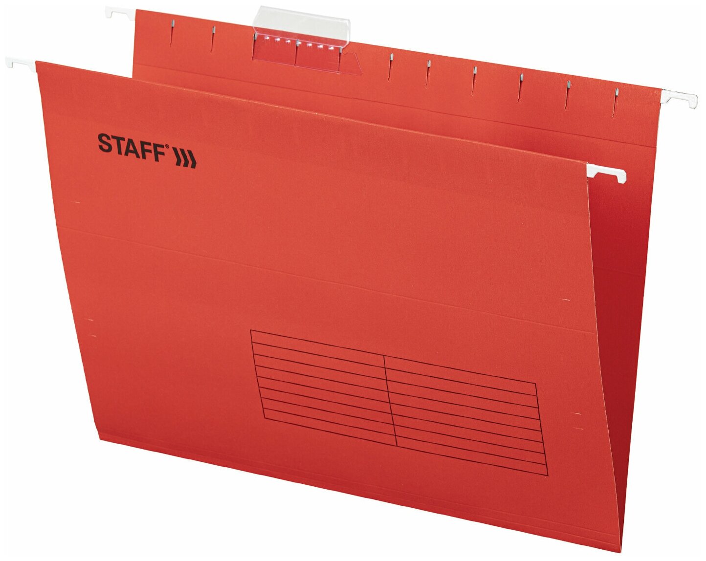 Подвесные папки А4 (350х240 мм) до 80 л, комплект 10 шт, красные, картон, STAFF, 270931