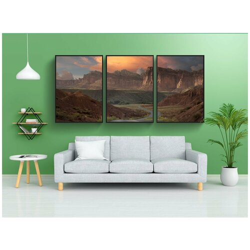 фото Набор модулных постеров для интерьера "пейзаж, дорогой, облака" 60x90 см. в тубусе, без рамки lotsprints