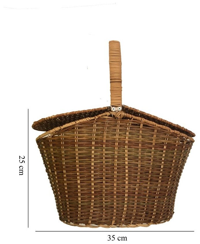 Корзина плетеная из лозы с двойной крышкой В 36х25 см Н21/37 см / Bamboolend - фотография № 8