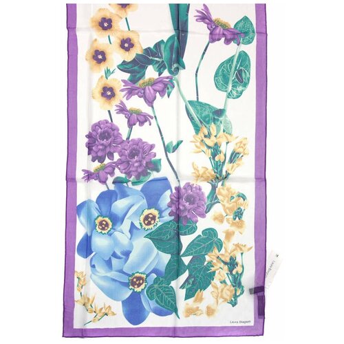 фото Нежный женский шарф с фиолетовой каймой и цветами laura biagiotti 812398