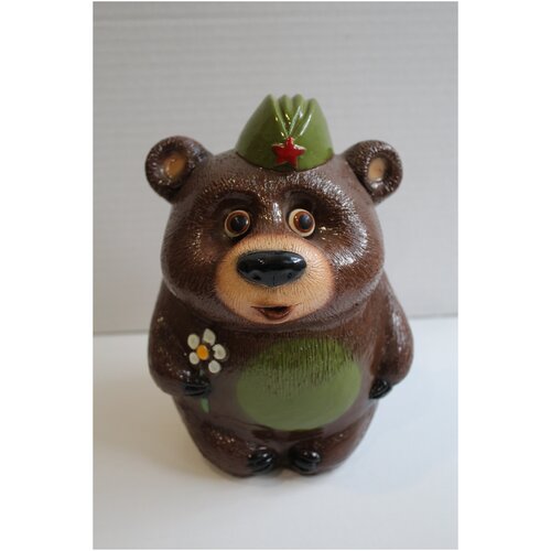 Копилка Мишка в пилотке - Подарок на 9 Мая /23 Февраля