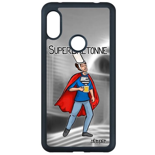 фото Защитный чехол для телефона // xiaomi redmi note 6 pro // "супербретонка" рисунок шутка, utaupia, черный