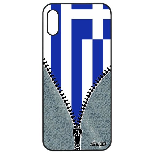 фото Противоударный чехол для смартфона // honor 8a // "флаг греции на молнии" патриот стиль, utaupia, серый