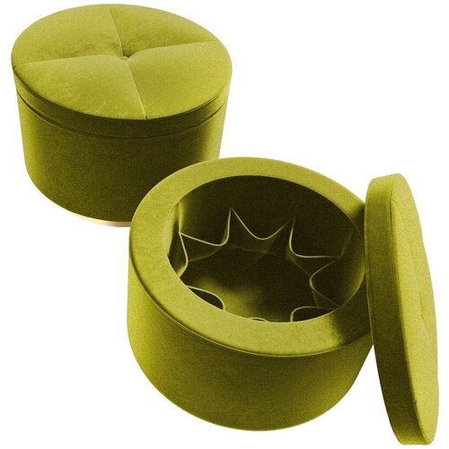 Пуф большой Hollywood Gold с хранением. SUPERA Luxemebel. Цвет Оливковый.