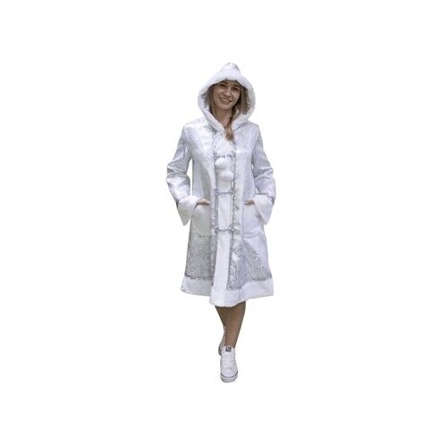 фото Карнавальный костюм снегурочка взрослая с капюшоном серебро рост 164 р48 85081 интэк