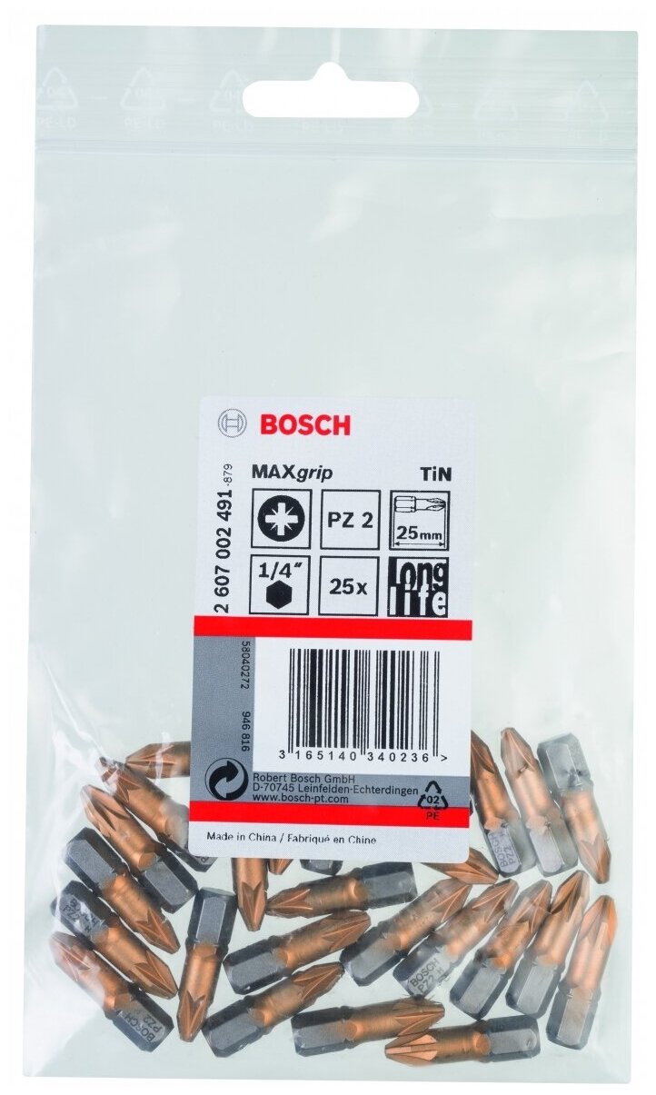 25 БИТ 25ММ PZ2TIN Bosch 2607002491