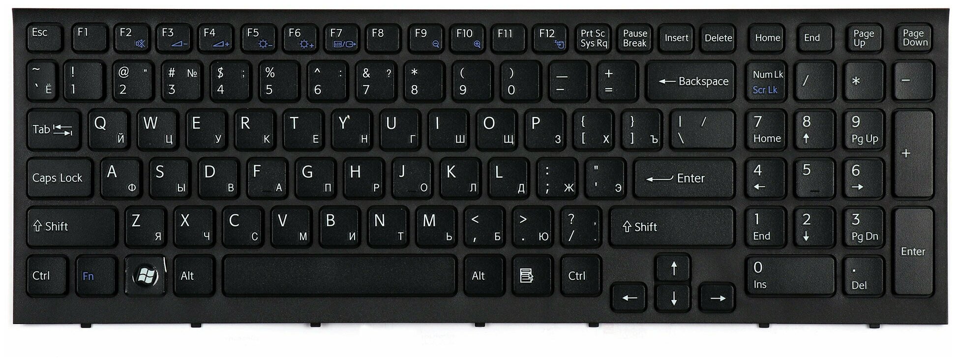 Клавиатура для ноутбука Sony Vaio VPC-EB Series Плоский Enter Черная с черной рамкой PN 148792871 1540₽