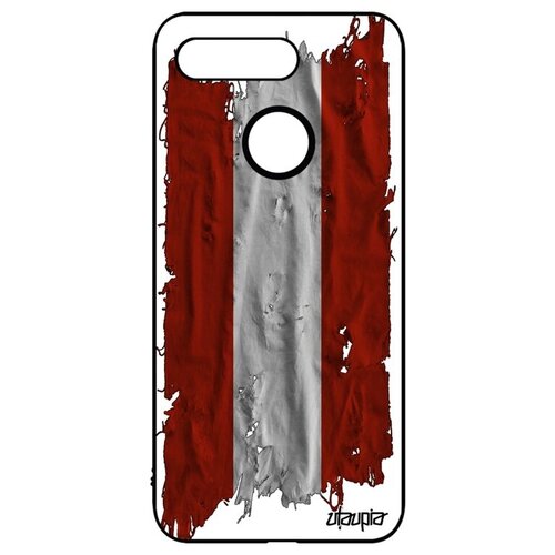 фото Яркий чехол на мобильный // honor v20 / view 20 // "флаг австрии на ткани" стиль дизайн, utaupia, белый