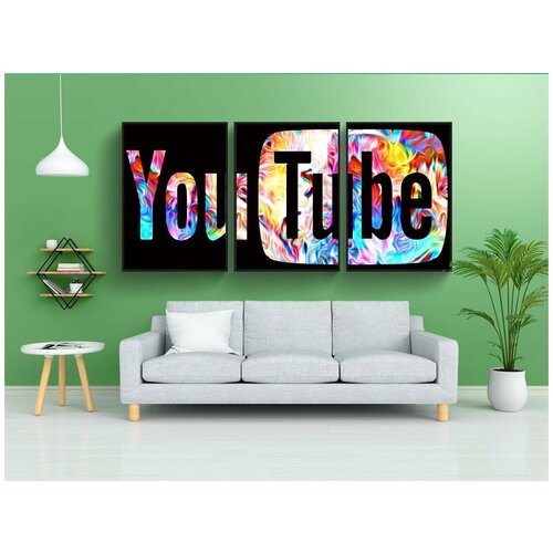 фото Набор модулных постеров для интерьера "youtube, логотип, логотип youtube" 60x90 см. в тубусе, без рамки lotsprints
