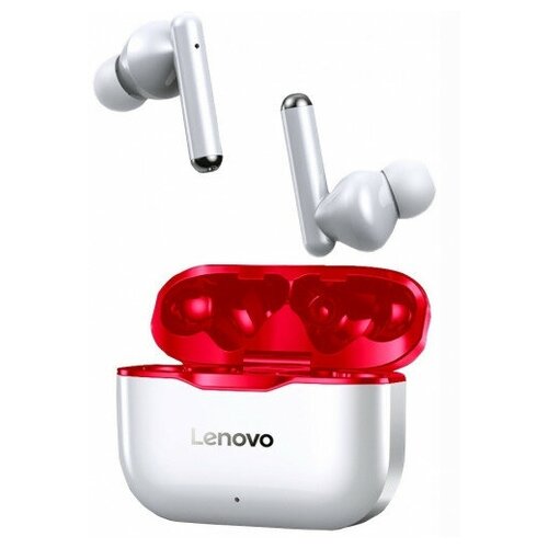 фото Беспроводные наушники lenovo lirepods lp1 white red