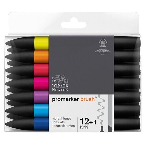 Набор маркеров Set 2 Яркие оттенки (12цв. +блендер) Winsor&Newton BRUSHMARKER