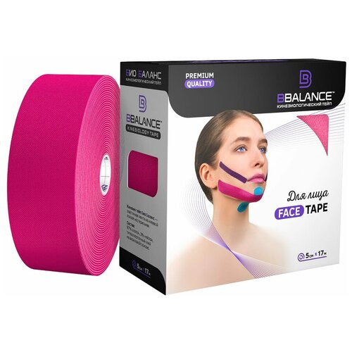 фото Кинезио тейп face tape (для лица) 5см*17м, цвет розовый bbalance