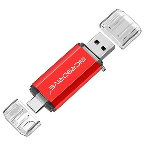 Флешка Microdrive 128 Гб - Type C OTG / USB 2.0 - JDC - красная