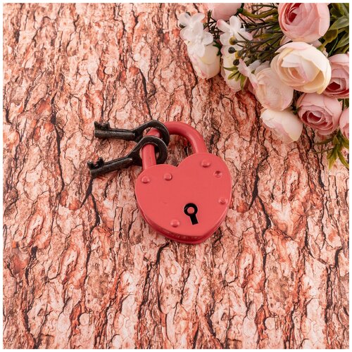 фото Замок любви и верности на свадьбу в виде металлического сердца с двумя запасными ключами цвета грейпфрута свадебная мечта