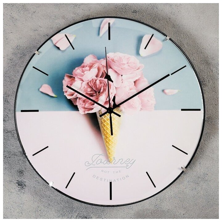 Часы настенные, серия: Интерьер, "Розовый рожок", плавный ход, d-30 см