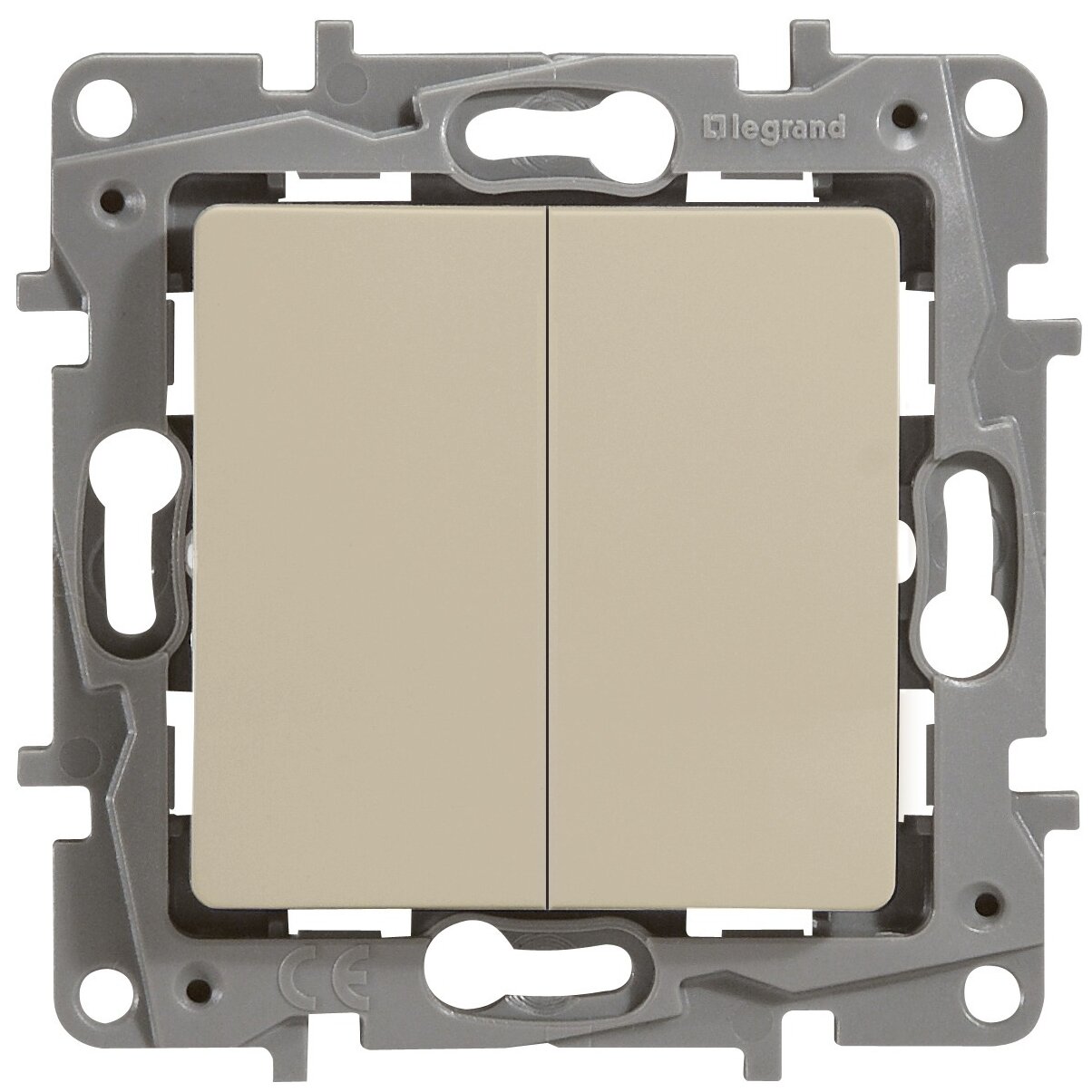 Legrand 672312 Переключатель 2-х клавишный 10A Слоновая кость-Etika