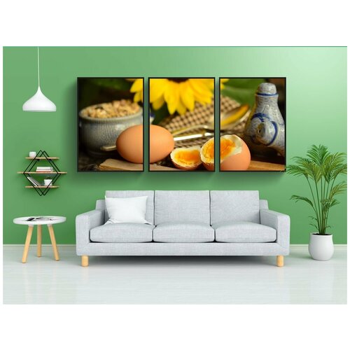 фото Набор модулных постеров для интерьера "яйца, яичный желток, вареное яйцо" 60x90 см. в тубусе, без рамки lotsprints