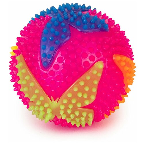 фото Мяч массажный светящийся с писком yo-yo бабочки розовый lemar
