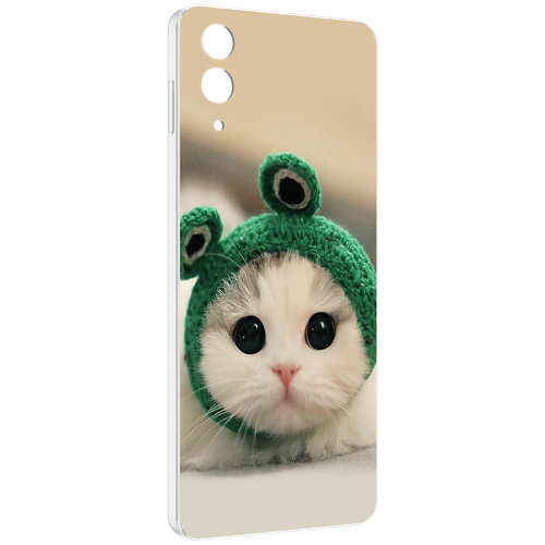 Чехол MyPads кот-лягушка детский для Samsung Galaxy Z Flip 4 (SM-F721) задняя-панель-накладка-бампер