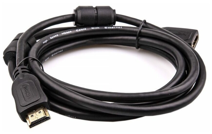 Кабель-удлинитель аудио-видео Telecom TCG200MF-2M, HDMI (m) - HDMI (f) , ver 2.0, 2м, GOLD ф/фильтр, черный Noname - фото №12