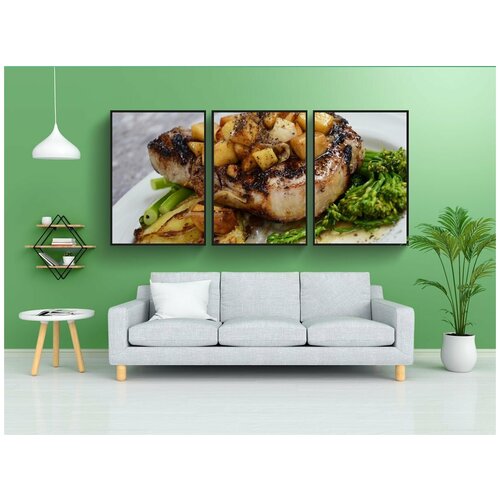 фото Набор модулных постеров для интерьера "мясо, свинина, брокколи" 60x90 см. в тубусе, без рамки lotsprints
