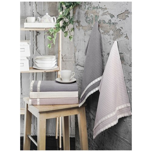 фото Кухонные полотенца вафельные c гипюром kopenaki karna