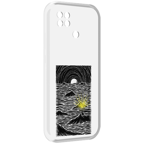 Чехол MyPads маяк в черно белом море для Poco C40 задняя-панель-накладка-бампер