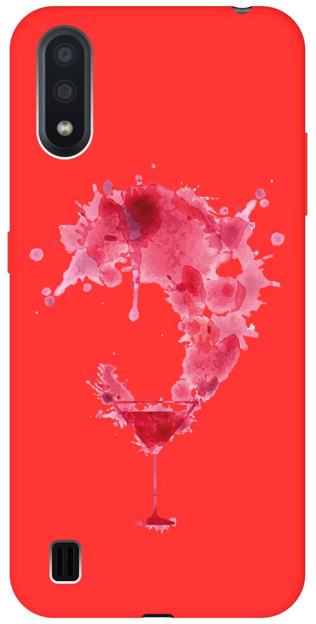 Матовый чехол Cocktail Splash для Samsung Galaxy A01 / Самсунг А01 с 3D эффектом красный