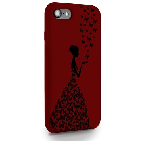 фото Красный силиконовый чехол для iphone 7/8/se2020 девушка с бабочками для айфон 7/8/се2020 musthavecase