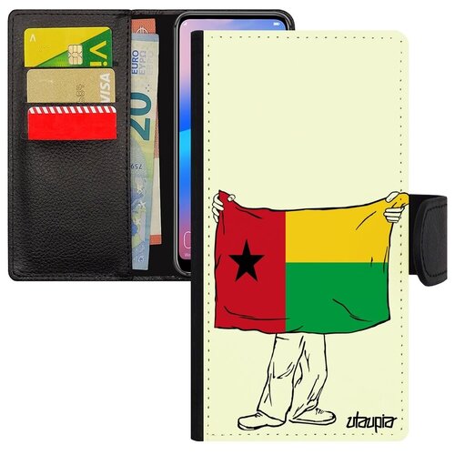фото Красивый чехол-книжка на // galaxy s7 edge // "флаг гвинеи бисау с руками" стиль государственный, utaupia, белый