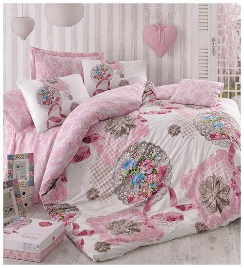 Комплект постельного белья Cotton Box 1045-08, евростандарт, ранфорс, розовый