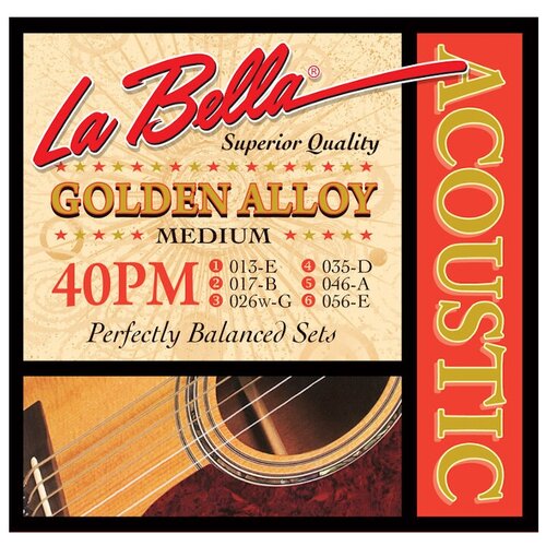 40PM Комплект струн для акустической гитары 13-56 La Bella la bella s1 первая нейлоновая струна