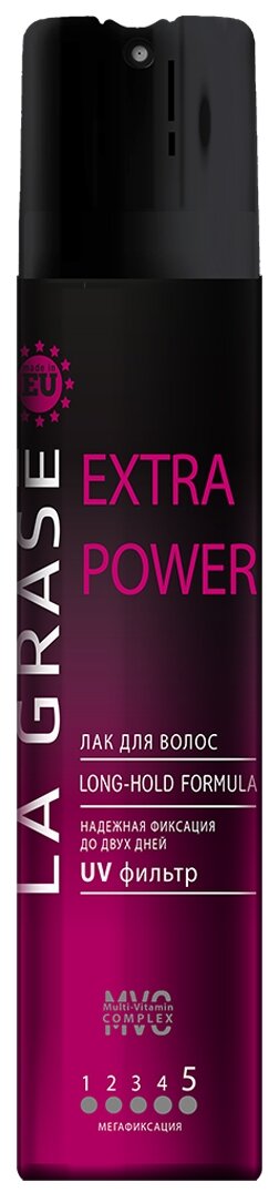 La Grase Лак для волос Extra Power, экстрасильная фиксация, 80 г, 75 мл