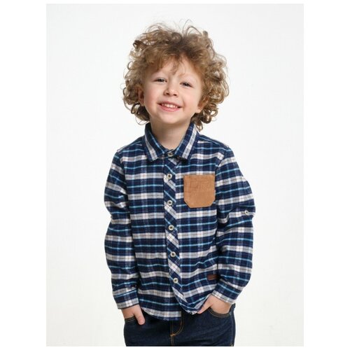 фото Рубашка mini maxi, 6845, цвет серый/синий, размер 110