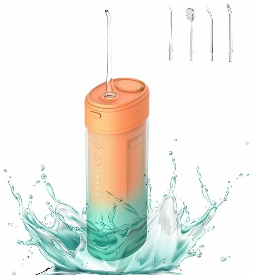 Ирригатор для полости рта / Портативный переносной ирригатор для очистки полости рта / Прибор для чистки зубов с 4 насадками