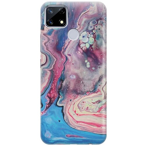 фото Ультратонкий силиконовый чехол-накладка для realme 7i с принтом "разноцветный мрамор" gosso