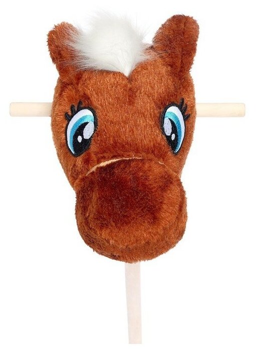 Мягкая игрушка "Конь-скакун" на палке, цвет коричневый - фотография № 8