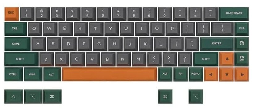 Игровая клавиатура Skyloong GK61 SK61 красные свичи Gateron Red сераязеленая английская раскладка