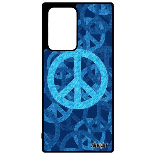 фото Яркий чехол на смартфон // samsung galaxy note 20 ultra // "peace and love" мир и любовь рисунок, utaupia, голубой