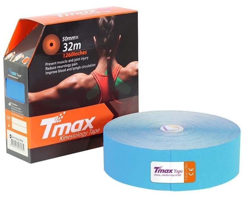 Тейп кинезиологический Tmax 32m Extra Sticky Blue арт. 423228 голубой