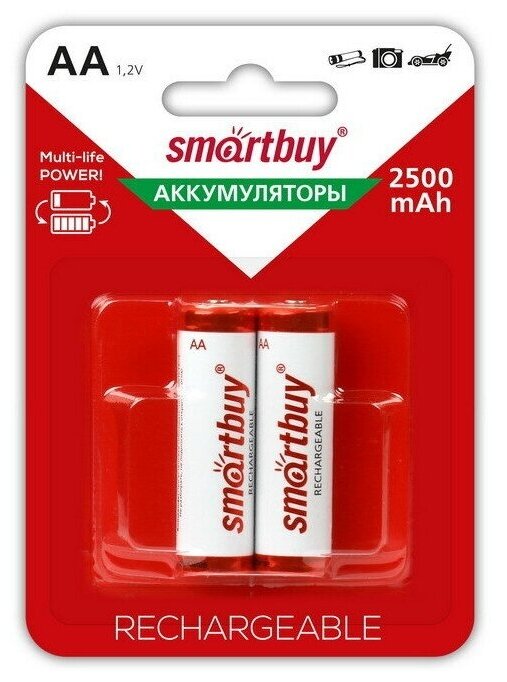 Аккумуляторы NiMh AA 2500mAh SmartBuy 2шт. в блистере