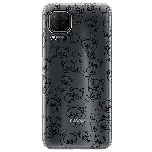 фото Ультратонкий силиконовый чехол-накладка для huawei p40 lite с 3d принтом "cute kitties" gosso