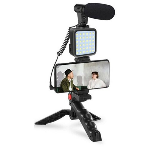 Микрофон пушка Kit-04LM для смартфона с настольным триподом led подсветкой держателем телефона и пультом Bluetooth 188000₽