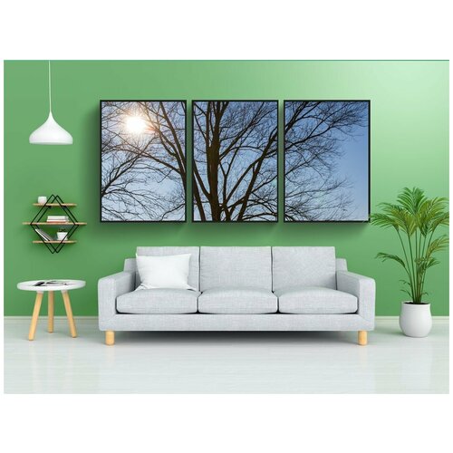 фото Набор модулных постеров для интерьера "дерево, озеро, солнечный свет" 60x90 см. в тубусе, без рамки lotsprints