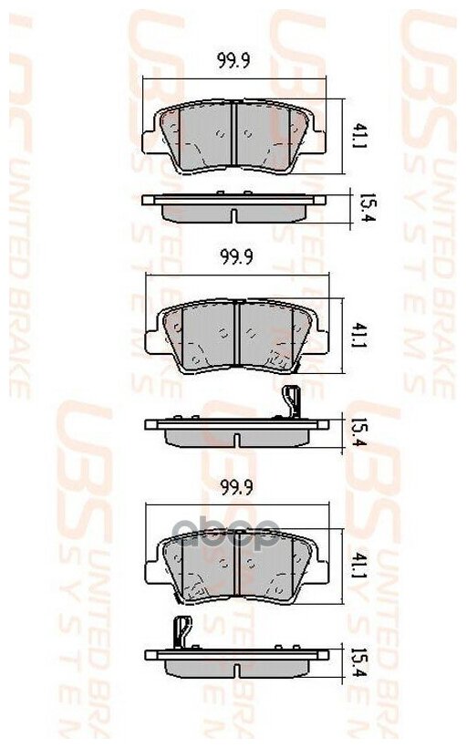 UBS B1103090 Тормозные колодки GEELY ATLAS / HYUNDAI SOLARIS 10/i30 11/13/i40 11/KIA RIO 11/12/CEED 12/13/OPTIMA 12/SSANG ACTYON 10 задние компл. 4 шт.